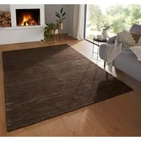 TaraCarpet Wollteppich TaraCarpet Bern Modern fürs Wohnzimmer Schlafzimmer Esszimmer Wolltep, rechteckig, Höhe: 5 mm, Wollteppich braun Wohnzimmer Schlafzimmer Esszimmer Flur ca 160x230
