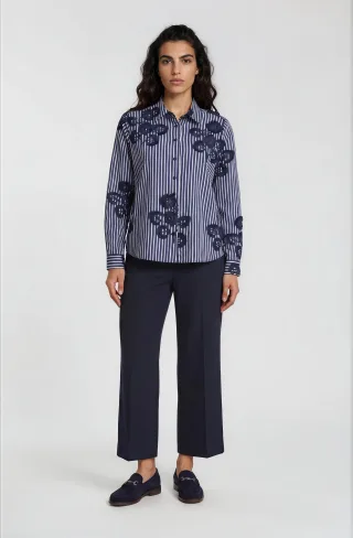 Milano Italy - shirt blouse 1/1 sleeve navy print - Gr. - 42