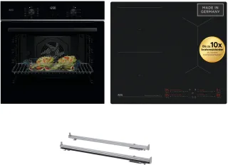 AEG Backofen-Set "HH24BSISML" mit 1-fach-Teleskopauszug Aqua Clean Autarker Backofen & Induktionskochfeld: SaphirMatt 4× kratzresistenter