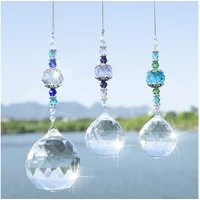 FOUORTUNATE-BEE Windspiel Kristall-Prismenkugeln als Regenbogen-Sonnenfänger, 3er-Set (3 St)