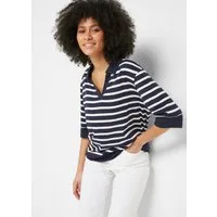 bonprix Poloshirt (2-tlg) Oversize Passform, mit Halbarm, gestreiftes Design