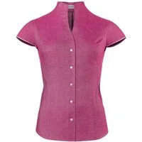 Vincenzo Boretti Klassische Bluse leicht tailliert soft Oxford Kelchkragen Kurzarm