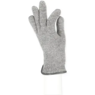 Halsüberkopf Accessoires - Fingerhandschuh Damen mit Lederkante silber - Gr. - 7.5