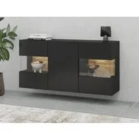 Home affaire Sideboard Ava, Breite 120 cm, hängend und stehend montierbar, moderne grifflose Kommode, Anrichte, 3Türen, Eckverglasung
