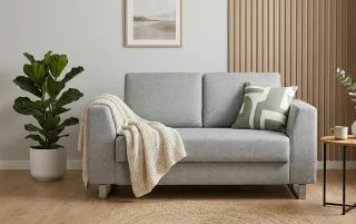 BRUNO Schlafsofa 120cm in Silver Grey Grau | Klassik | stabiles Massivholz & Boxspringkomfort