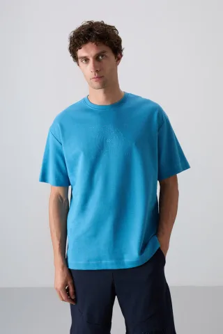 Übergrößiges Baumwoll-Mix Rundhals-T-Shirt