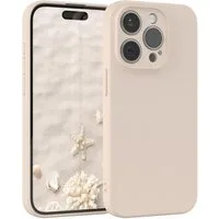 EAZY CASE Handyhülle für Apple iPhone 15 Pro Hülle Silikon 6,1 Zoll, Bumper Case Matt Slimcover Silikonschutzhülle elastisch Taupe / Beige