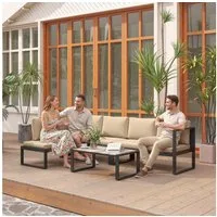 Outsunny Sitzgruppe 2 Zweisitzer Couchtisch, (Set, 4-tlg., Sofa-Set), Modulares 4-teiliges Gartenlounge-Set