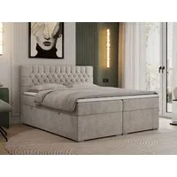 MKS MÖBEL Boxspringbett PERA (Set, Packung, H3-Matratze, Topper T25/Visco, T30-Schaum, gesteppte Kopfstütze), Doppelbett mit Multipocket-Matratzen, Polsterbett mit Kopfstütze