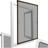 tectake Insektenschutz-Fensterrahmen Fliegengitter mit Aluminiumrahmen ohne Bohren und Schrauben, (Mückenschutz, für Fenster in braun), wetter- und UV-beständig, kürzbar, licht- und luftdurchlässig