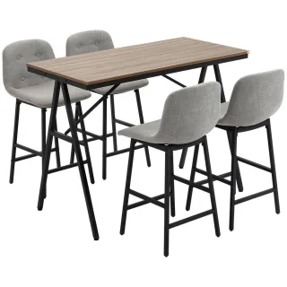 Homcom Bartisch, Hellgrau, Textil, 60x91x120 cm, Esszimmer, Barmöbel, Barschränke & Theken