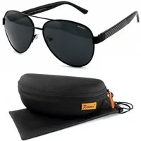 Rennec Sonnenbrille (Polarisierte Pilotenbrille Oversize Schwarz mit Brillenbox, 1x Piloten Sonnenbrille für Damen Herren in XL) Linsen Smoke Schwarz UV400 Getönt sportlich breite Bügel