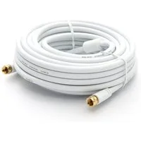 PremiumX 15m SAT TV Antennenkabel F-Anschlusskabel mit Mantelstromfilter Weiß TV-Kabel