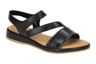 Gabor Damen Sandalette 82.733.27 Schwarz Leder Keilabsatz Klettverschluss