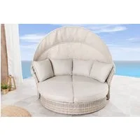 riess-ambiente Loungebett SEATTLE 195cm greige - Polyrattan, Aluminium, Flachgewebe, Outdoor, Einzelartikel 1 Teile, Drehbare Sonneninsel - ideal für Garten, Balkon und Terrassen