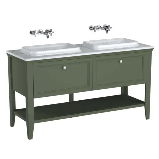 VitrA Valarte Set 150 cm 2 Einbauwaschtische + Waschtischunterschrank 2 Laden Vintage Grün,65825 65825