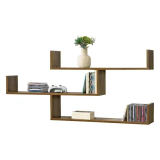 [en.casa] Wandregal, Dunkelbraun, Holzwerkstoff, 3 Fächer, 119x55x18 cm, Wohnzimmer, Regale, Wandregale