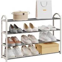 EUGAD Schuhregal, 1-tlg., 4-Ebenen–Metallrohrgestell, für Flur, Wohnzimmer, Schlafzimmer