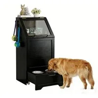 GarveeMore Futterstation Futterschrank Hunde mit 2 Edelstahlnäpfen Tierfutterschrank
