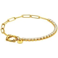BS Schmuckdesign Gliederarmband Armband Damen Tennisarmband mit Zirkonia Gliederkette vergoldet (inkl. Schmuckbox, 18K vergoldet), hypoallergen, nickelfrei & wasserfest