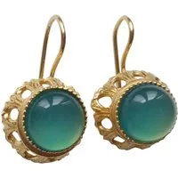 Mugello Paar Ohrhänger Corona Chalzedon Vintage Antik-Stil altmodisch nostalgisch, Handarbeit aus kleiner florentinischen Manufaktur, Vintageschmuck