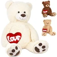 BRUBAKER Kuscheltier XXL Teddybär 100 cm groß mit Herz Love (1-St), großer Teddy Bär, Stofftier Plüschtier