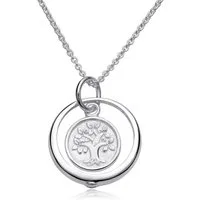 Materia Silberkette Taufkette Lebensbaum / Baum des Lebens 34-37cm CO-36, 925 Sterling Silber, rhodiniert