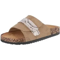Ital-Design Bequeme Damenschuhe mit Klettverschluss für die Freizeit Pantolette (89852818) Flach Pantoletten in Hellbraun