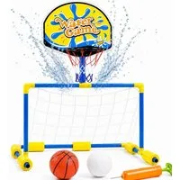 Kinderfreund® Wasserspiel 2 in 1 Poolspiel Wasserballtor & Basketballkorb – inkl. Bälle, (1 tlg)