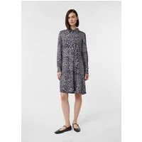 comma Minikleid Kleid Hemdblusenkleid aus Viskose mit Leo-Print