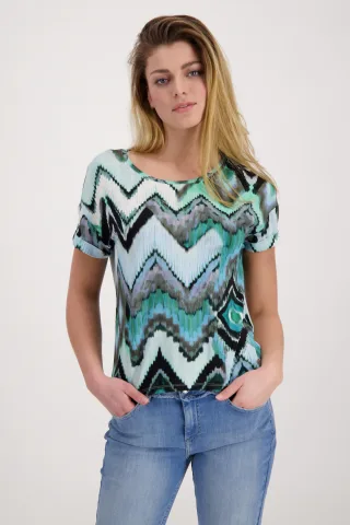 monari - T Shirt mit Ikat Muster fresh mint gemustert - Gr. - 46