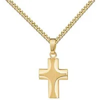 JEVELION Kreuzkette Kleiner Kreuzanhänger 585 Gold Taufkreuz - Made in Germany (Goldkreuz, für Damen und Kinder), Mit Kette vergoldet- Länge wählbar 36 - 70 cm oder ohne Kette.