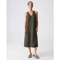 OPUS Neckholderkleid Waka aus Webware mit Leinenstruktur Mit Eingrifftaschen für praktische Alltagslooks