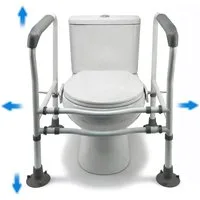 AKKEE WC-Aufstehhilfe mit Armlehnen, WC-Handlauf Höhen- und breitenverstellbar, Max 200 kg, Fünfstufige Höhenverstellung