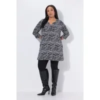 Ulla Popken Longshirt Longshirt Wellen A-Linie Tunika-Ausschnitt 3/4-Arm