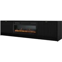 MIRJAN24 TV-Schrank Tireno mit Kamin (mit zwei Drehtüren) Realistische LED-Flamme, Gasdruckfeder