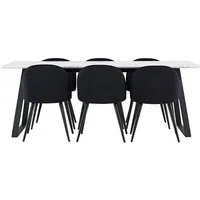 ebuy24 Essgruppe Malaga Essgruppe Esstisch 90x200cm weiß und 6 Skag, (7-tlg)
