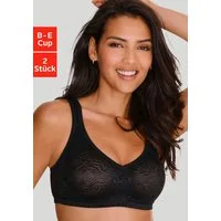 petite fleur by Lascana Soft-BH (Packung, 2 Stück) ohne Bügel aus glänzendem Jacquard im Animal-Design – große Größen