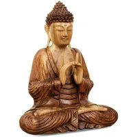 livasia Buddhafigur livasia Buddha Skulptur aus Holz, Statue (30cm/50cm Höhe)