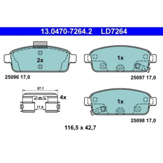 ATE Ceramic Bremsbel?ge hinten Chevrolet Opel 13.0470-7264.2