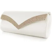 White Lady Clutch Tina Satin-Glitter Braut Clutch