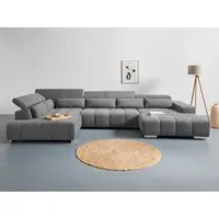 COTTA Wohnlandschaft Orion U-Form XXL, B: 409 cm, bequeme Wellenunterfederung, top modern, mit Kopfteilverstellung & 6 Nierenkissen