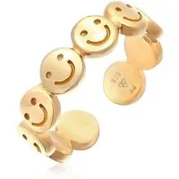 Elli Fingerring Bandring Smiling Offen 925 Silber, mit Smiling Face
