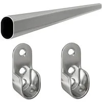 MS Beschläge Kleiderstange Garderobenstange verchromt 30x15mm oval Wandhalter