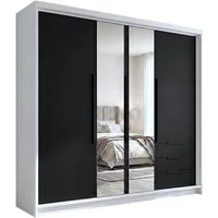 A&J MöbelLand GmbH Drehtürenschrank viertüriger Kleiderschrank mit Schubladen und Metallgriffen. (Geräumiger vier¬türiger Kleiderschrank mit Schubladen und Metallgriffen. Geräumiger Schrank mit einer Breite von 200 cm und Schubladen, ideal zur Aufbew