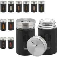 relaxdays Gewürzstreuer 12er Set, schwarz