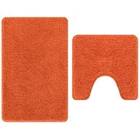 vidaXL Badematte Orange Badematte Set aus Baumwollstoff 50x50 cm Orange rutschfest für, Höhe 0 mm, Baumwollstoff