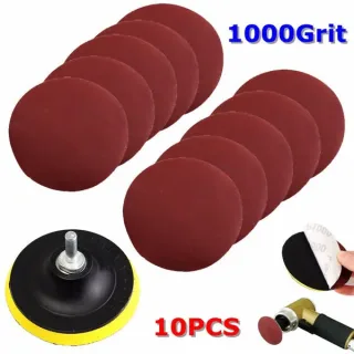 10pcs 4 Inch 1000 Grit Sandpaper with Backer Pad and Drill Adapter