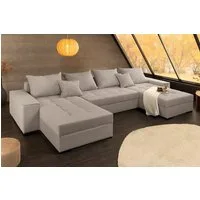 riess-ambiente Wohnlandschaft LODGE 315 cm greige – Cord, U-Form, Schlaffunktion, FSC-zertifiziert, Set 1 Teile, XXL-Sofa mit Bettkasten & Federkern – ideal fürs moderne Wohnzimmer