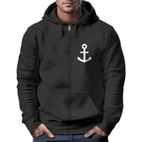 Neverless Sweatjacke Zip-Hoodie Herren Sweatjacke mit Kapuze Anker Logo Print Männer